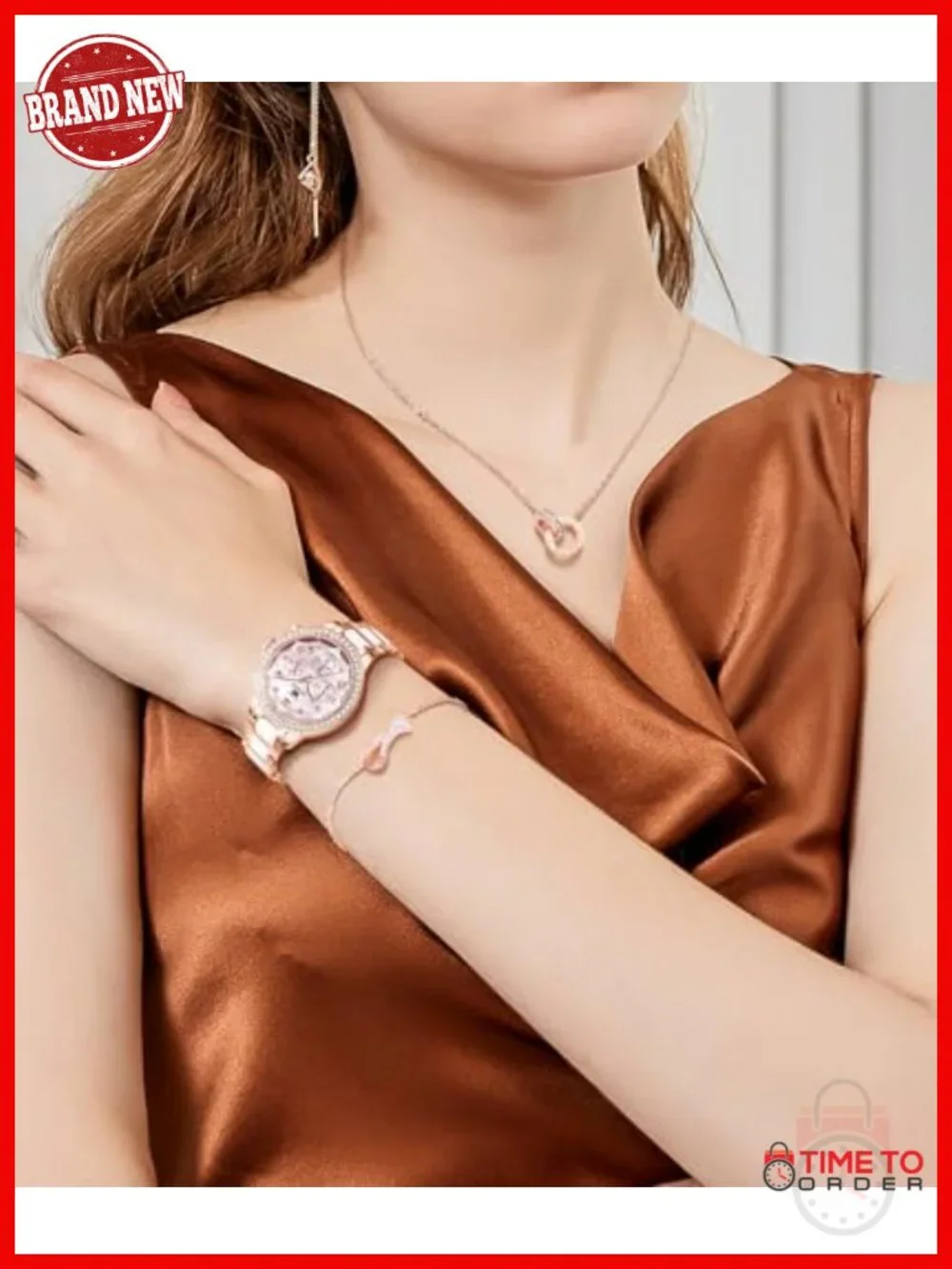 Elegant Luxury Dress Watch Set with Diamond Bezel and Ceramic Strap,